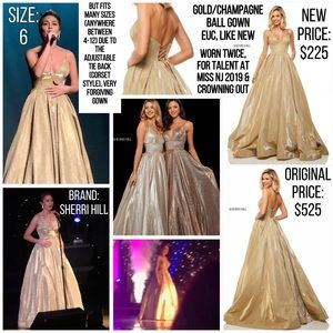 Shimmering Gold/Champaigne Sherri Hill Ball Gown
